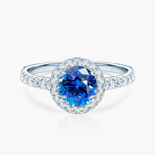 Pierścionek zaręczynowy This is Love: białe złoto, niebieski szafir